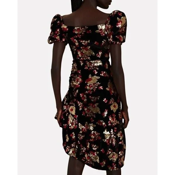 Autumn Adeigbo Rosalie Dress Black Red Gold Sequins Cocktail NWT Sz 6 - Picture 7 of 16